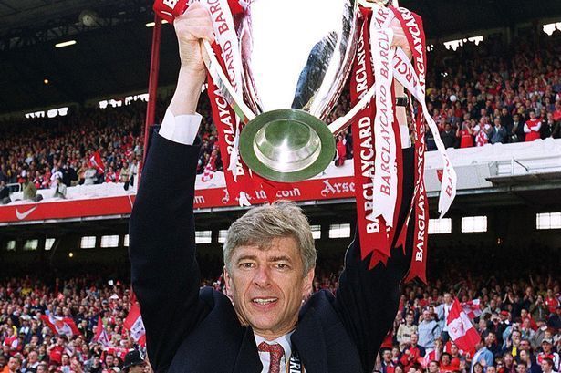 Image result for arsenal wenger 2004 premier league trophy getty