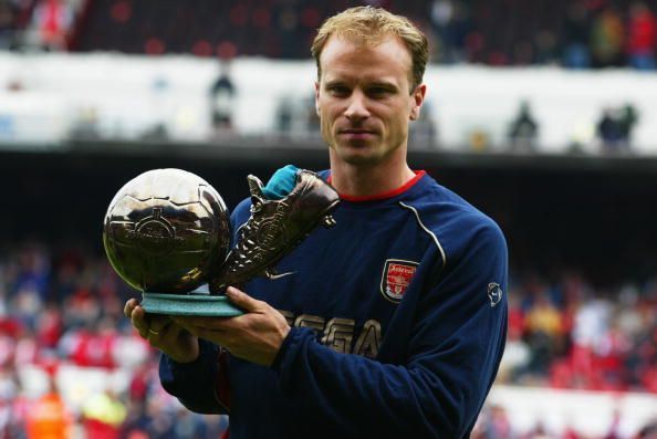 Dennis Bergkamp of Arsenal with the Goal of the Season award