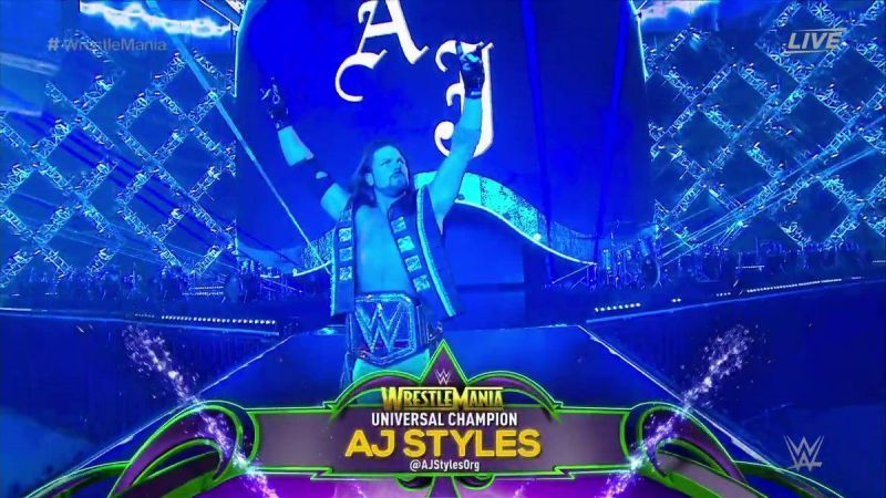 AJ Styles is introduced as the Universal Champion at WrestleMania 