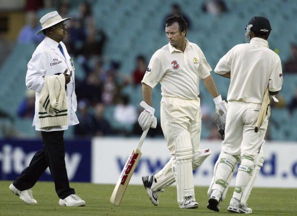 Steve Waugh leaves the ground