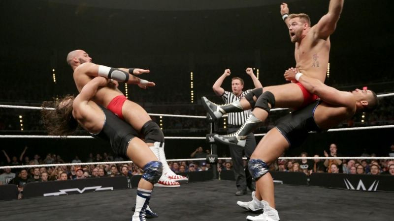 Jason Jordan and Chad Gable display their amateur wrestling prowess over WWE&#039;s most old school team.
