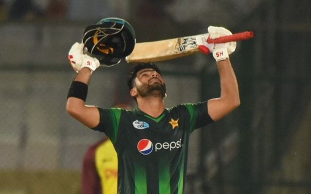 Talat celebrates his half-century against Windies in second T20I