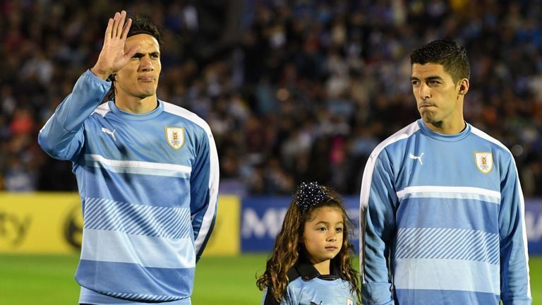 Edison Cavani (left) along with Luiz Suarez (right) will be the front men leading Uruguay&#039;s onslaught.