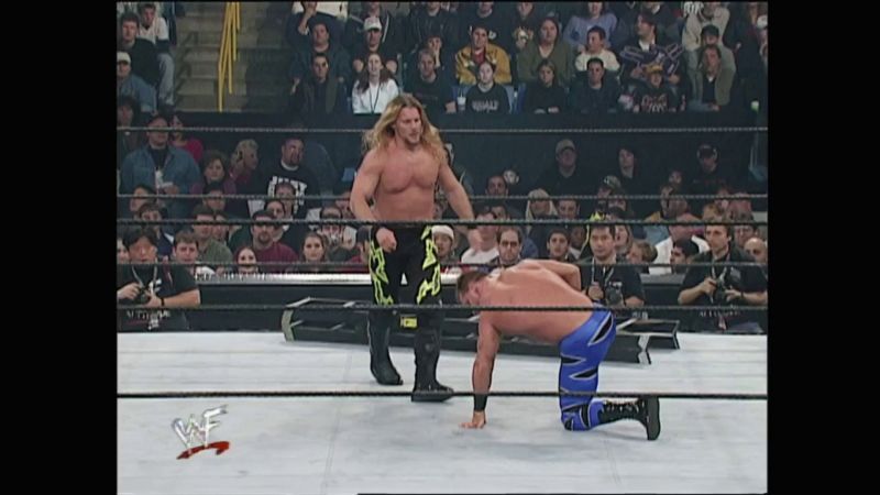 Chris Jericho dominates Chris Benoit in their Ladder match