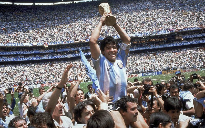 Maradona with the 1986 World Cup