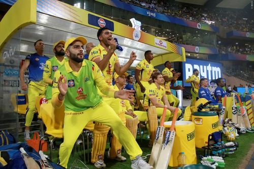 The CSK players celebrate their passage into the final of the IPL 2018