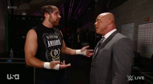 Dean Ambrose (left) with Kurt Angle 