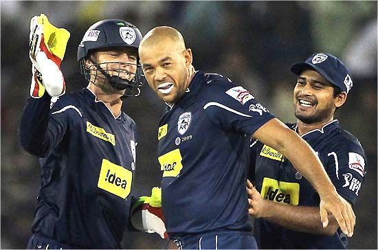 Symonds celebrates a wicket