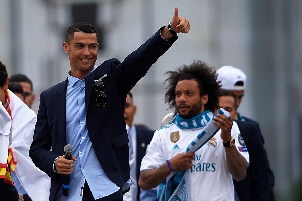 Real Madrid Celebrate After Victory In The Champions League Final Against Liverpool