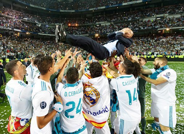 Real Madrid Celebrate After Victory In The Champions League Final Against Liverpool