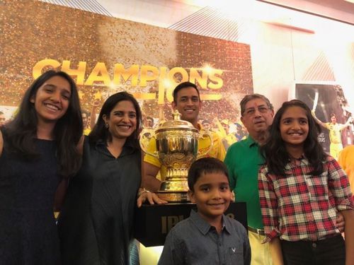 N Srinivasan with CSK captain MS Dhoni