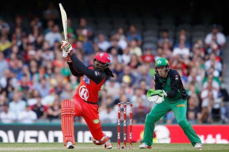Chris Gayle launching into yet another of his towering sixes 