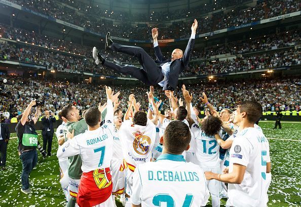 Real Madrid Celebrate After Victory In The Champions League Final Against Liverpool