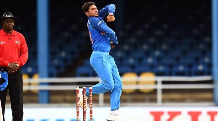 Kuldeep Yadav making his ODI debut against the West Indies