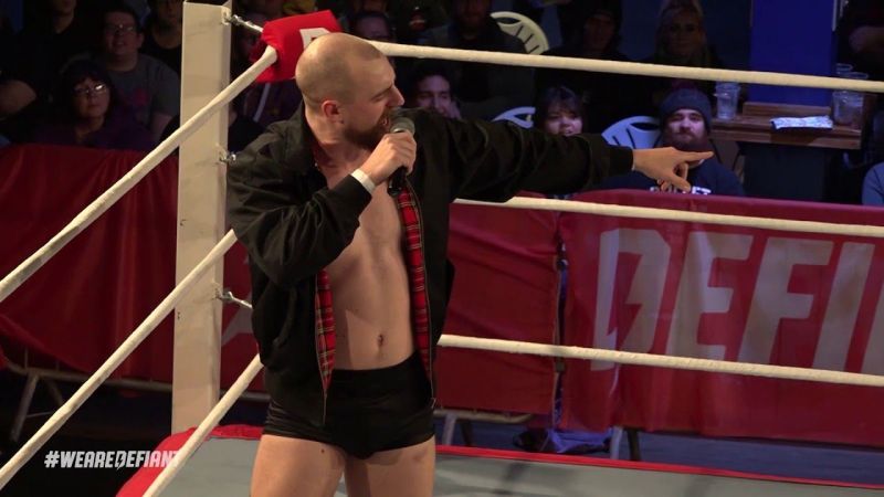 Zack Gibson performing in Defiant Wrestling