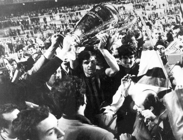 AC Milan lift the 1969 European trophy