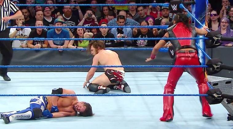 Shinsuke attacks Bryan