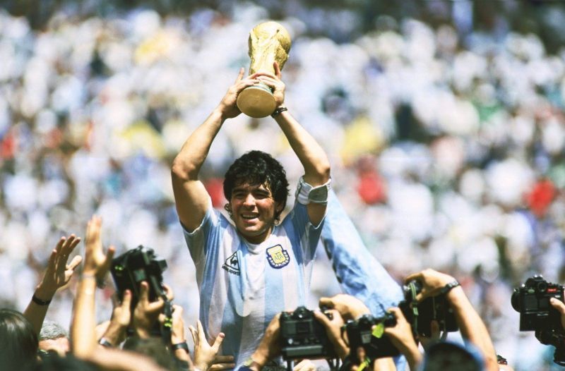 Maradona lifting the 86 World Cup