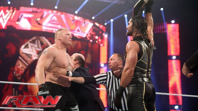 Image result for wwe brock lesnar vs seth rollins raw