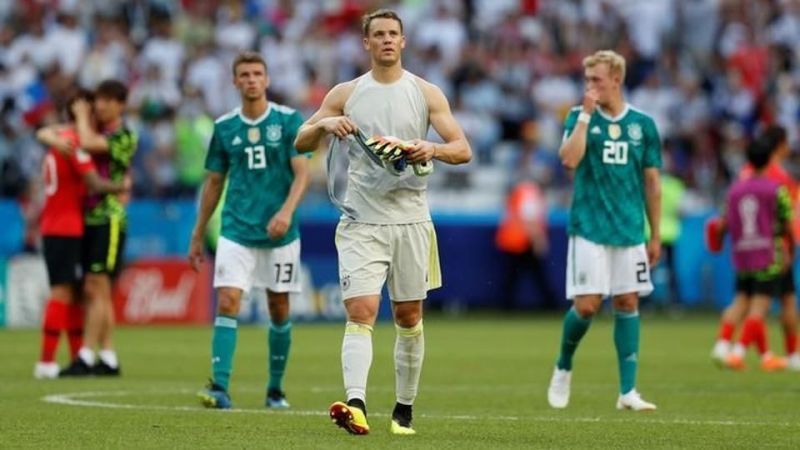 A dejected looking Neuer after the defeat against South Korea