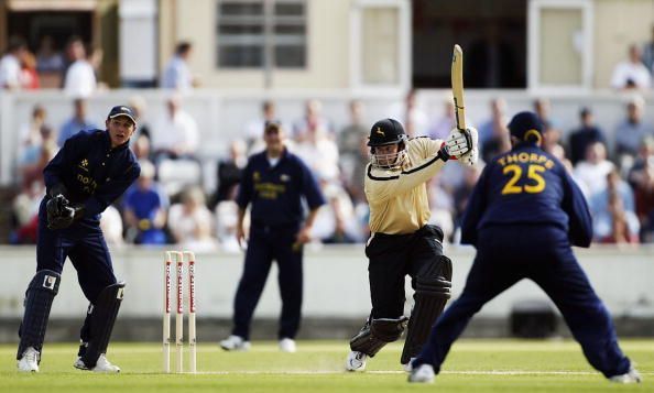 Jason Gallian of Nottinghamshire hits out as Durham 