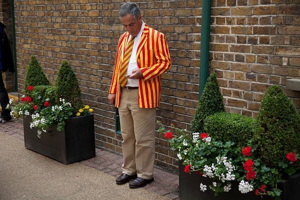 UK - London - Man at Lords Cricket Ground in MCC coloured blazer and tie