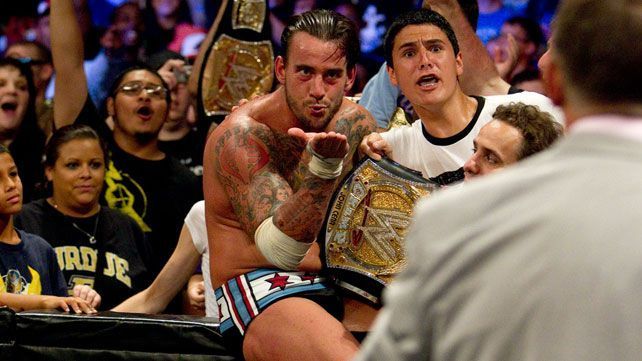 CM Punk after winning the WWE Title from John Cena 