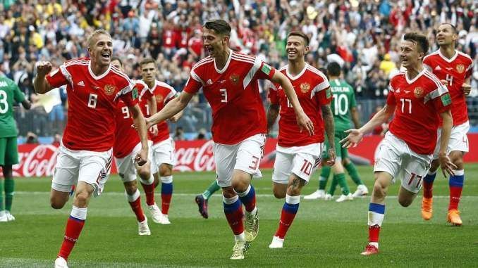 Russia started with an uplifting thrashing of the Saudi Arabians