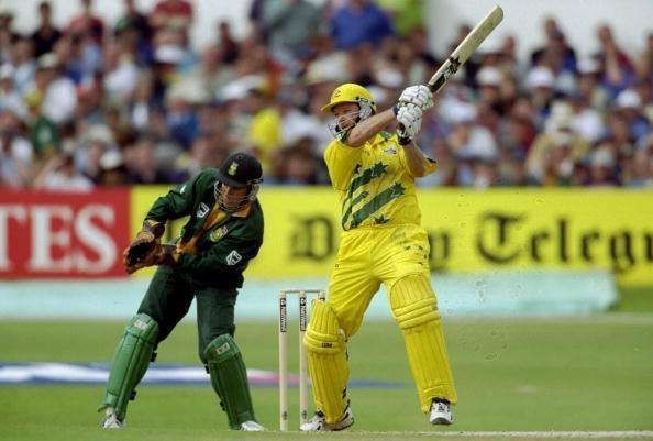 Steve Waugh en route to his century in the 1999 World Cup Super Six stage