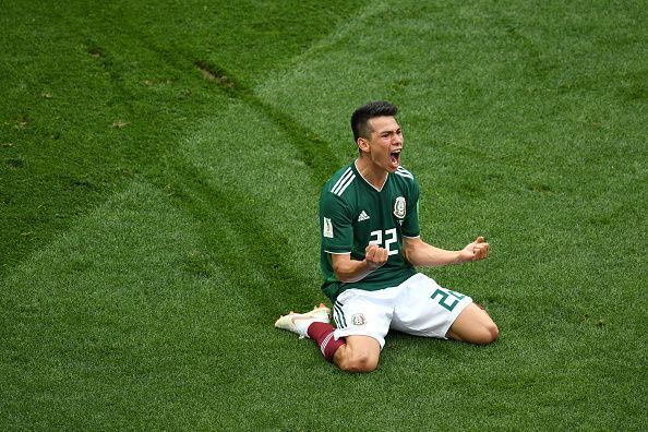 Lozano celeberates his goal against Germany