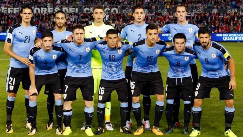 The Uruguyan team pose before their friendly game last week