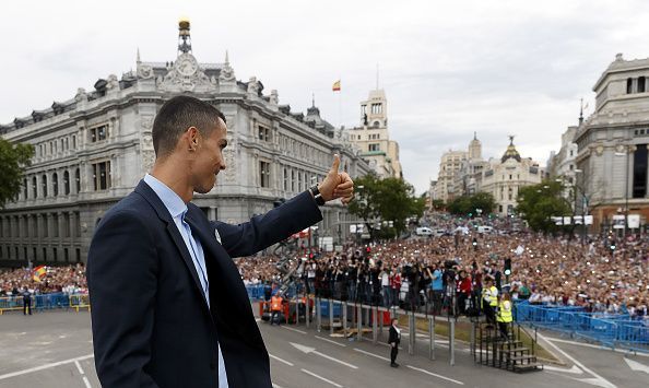 Real Madrid Celebrate After Victory In The Champions League Final Against Liverpool