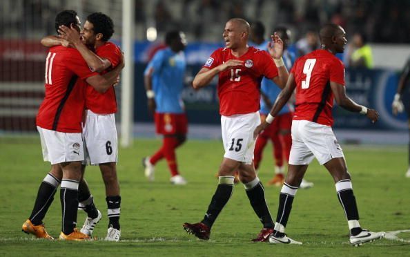 Egyptian national team players celebrate