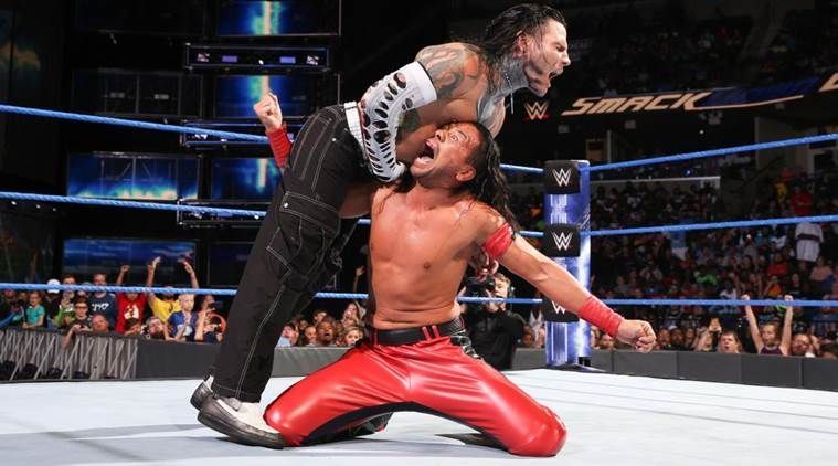 Image result for wwe shinsuke low blow jeff hardy