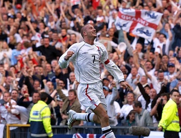 Manchester England v Greece Beckham