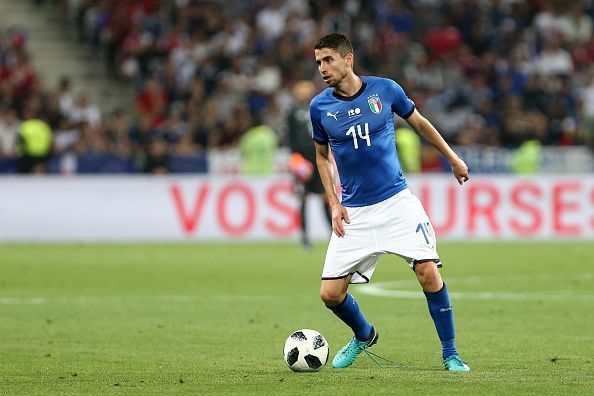 Jorginho of Italy  in action during the the International...