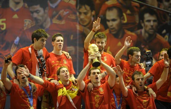 Spain&#039;s goalkeeper Iker Casillas (bottom