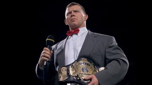 Bob Backlund with the WWF World heavyweight championship.