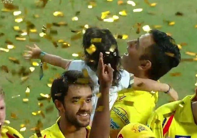 Dhoni with his daughter Ziva
