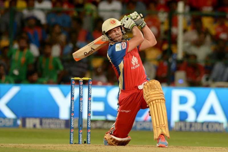 De Villiers lofts one into the stands (for RCB)
