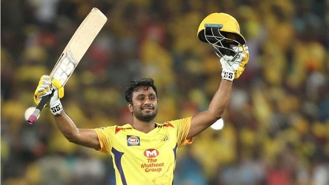 Rayudu celebrates after making a century against SRH.