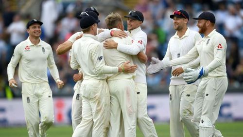 England celebrate against Pakistan