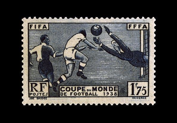 Postage stamp commemorating 1938 FIFA World Cup