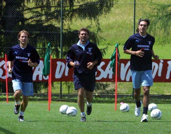 Alessandro Nesta and Gaizka Mendieta  of Lazio...