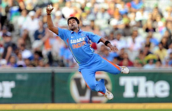 Indian paceman Vinay Kumar leaps high to