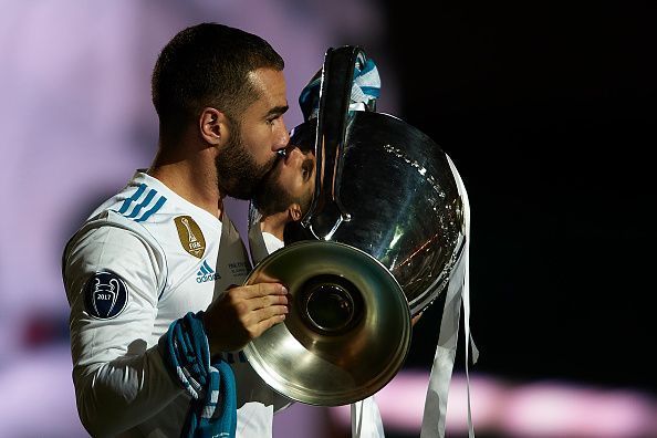 Real Madrid Celebrate After Victory In The Champions League Final Against Liverpool