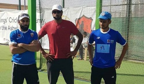 Aravind (right) with R Ashwin in Dubai