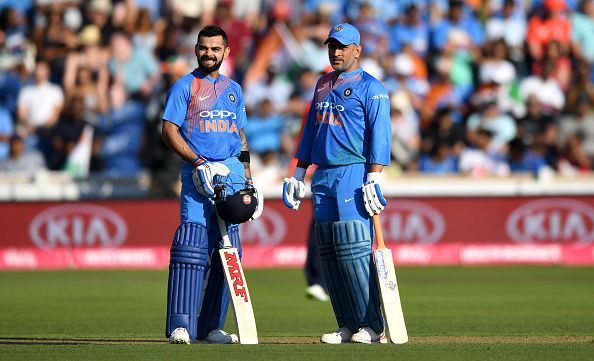 Virat Kohli and MS Dhoni helped India reach a score of 148 in their 20 overs.