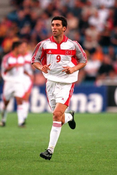 Sport. Football. International Friendly. Oslo. 15th August 2001. Norway 1 v Turkey 1. Turkey&#039;s Hakan Suker.