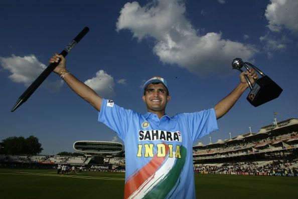 Sourav Ganguly with the Natwest 2002 trophy